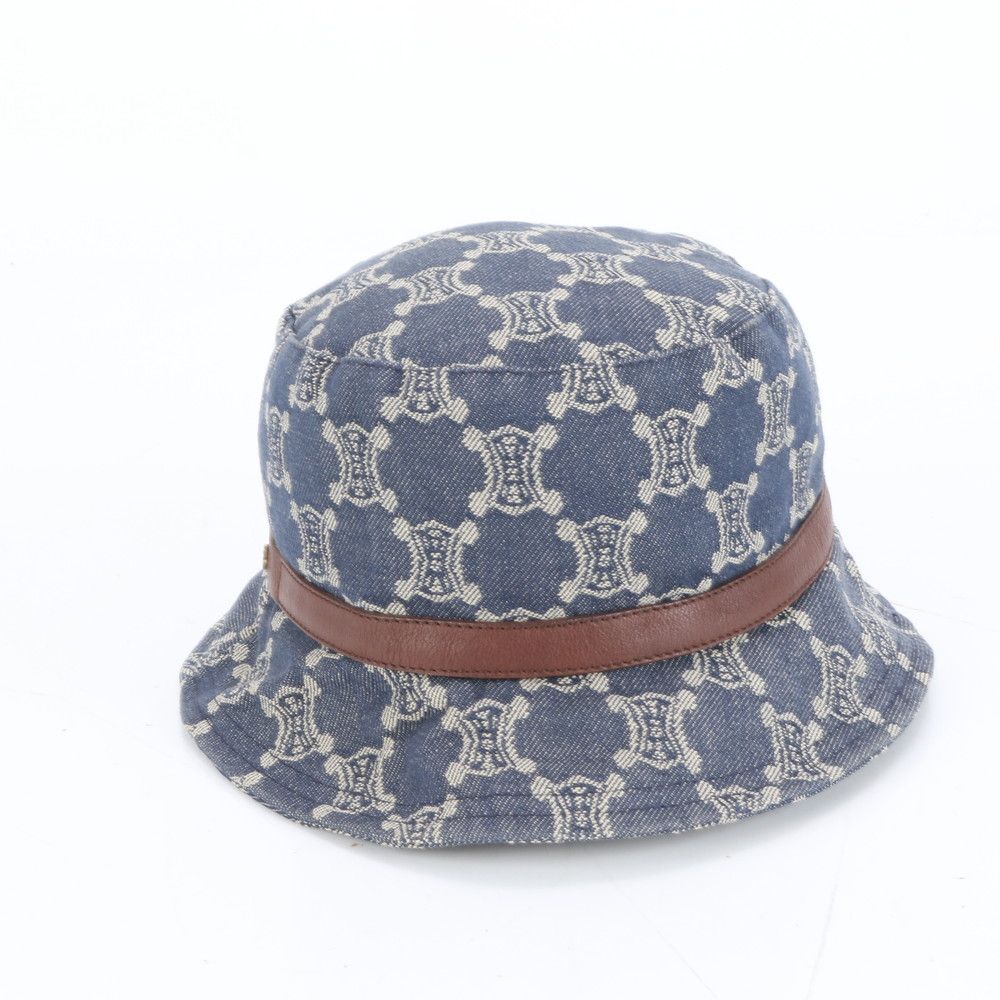 【新品】CELINE トリオンフ マカダム柄 総柄 バケハ バゲットハット 極美品 セリーヌ トリオンフ マカダム デニム バケット ハット バケハ