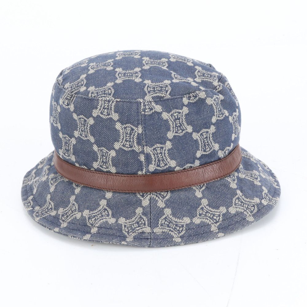 極美品 セリーヌ トリオンフ マカダム デニム バケット ハット バケハ