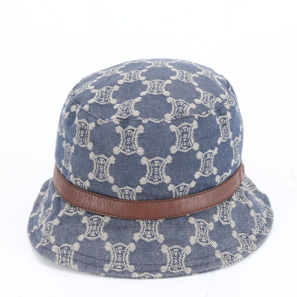 極美品 セリーヌ トリオンフ マカダム デニム バケット ハット バケハ
