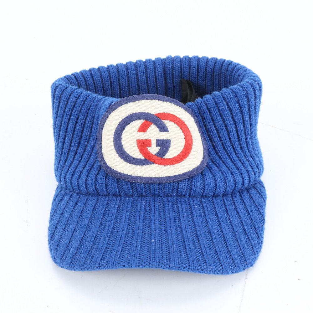 グッチ インターロッキング G ニット サンバイザー キャップ 帽子 アウトドア メンズ RCE DE 48-10