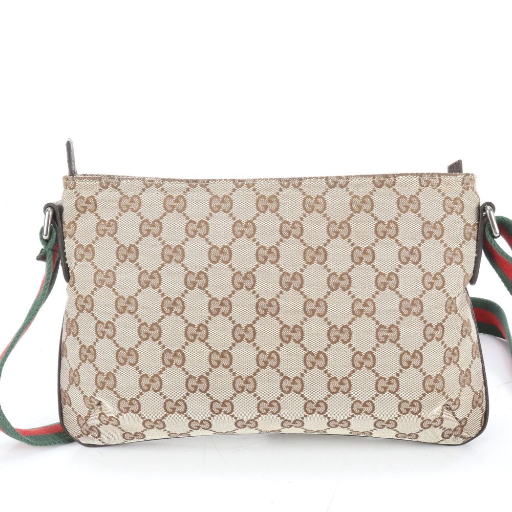 極美品 グッチ GG キャンバス シェリー ライン 189749 レザー