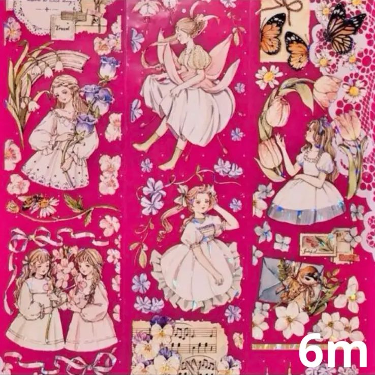 829 贝壳光 6cm×4m 春日浪漫 半端巻き 海外マスキングテープ 海外