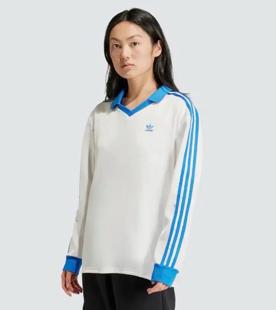 XL アディダス 3 S サテン 長袖Tシャツ ブルー