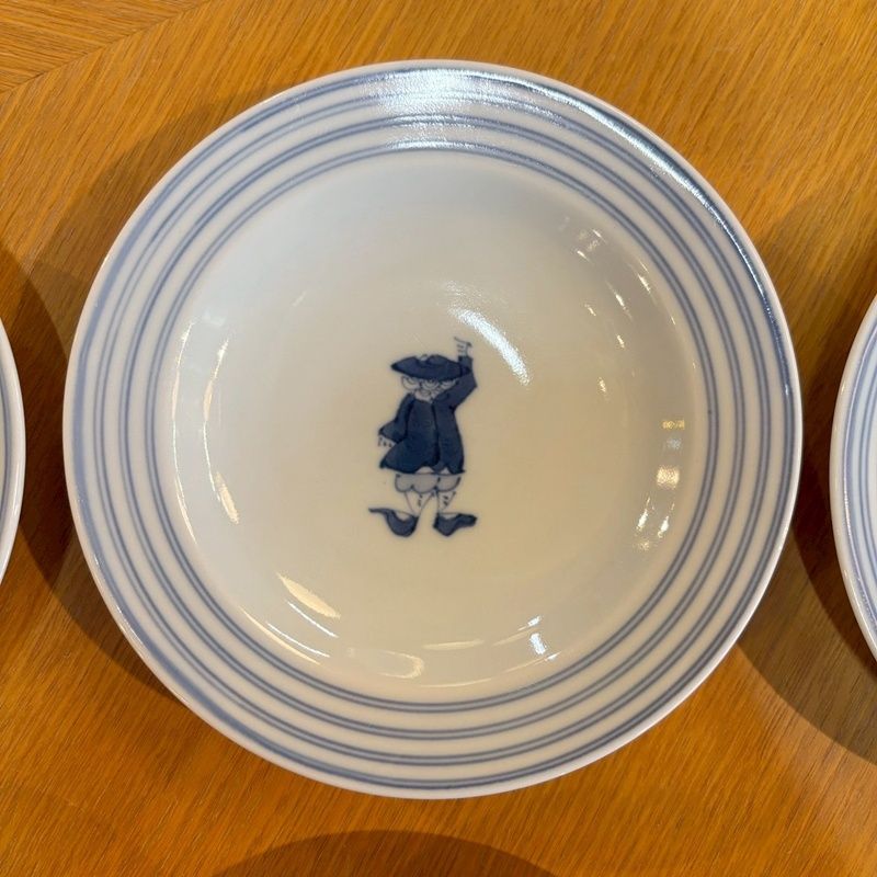 しん窯 青花 プチケーキ皿 セット 15 3 cm 異人さん 帆船 長崎 丸皿 中皿 取り皿 プレート CA 1118