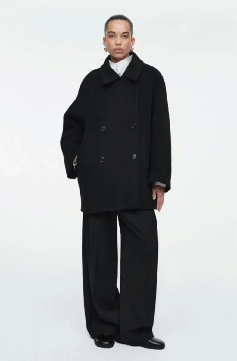 コス オーバーサイズ ダブルブレスト ウールピーコート XS