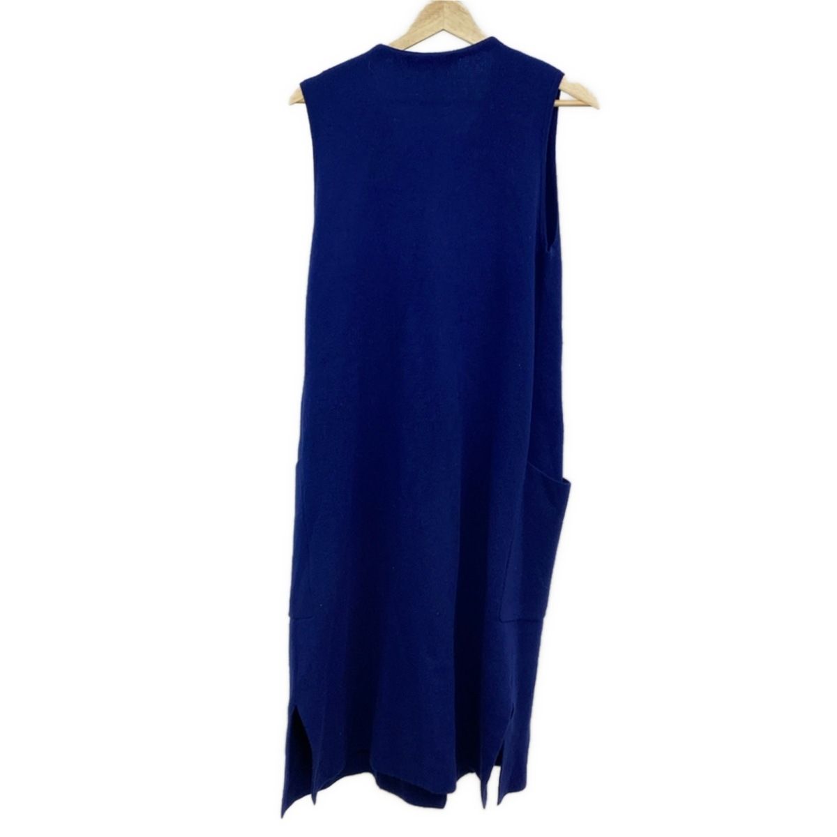 DAMAcollection ダーマ カーディガン サイズ1 S レディース - ブルー×白×グレー 半袖 カシミヤ ロング丈