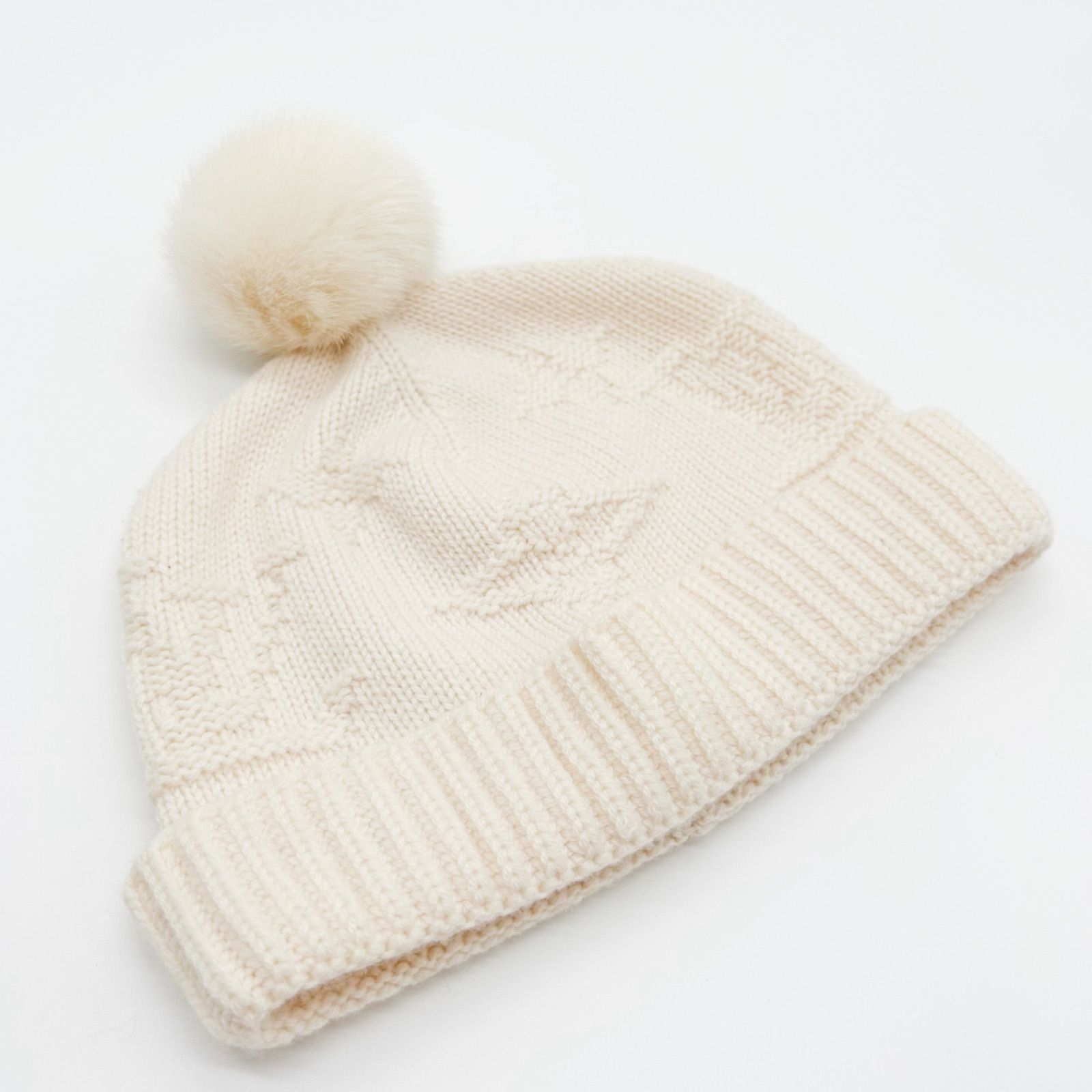 LOUIS VITTON ルイ・ヴィトン ニットキャップ ポンポン ホワイト