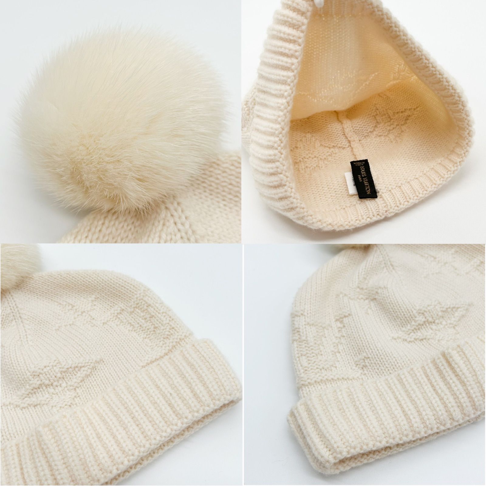 LOUIS VITTON ルイ・ヴィトン ニットキャップ ポンポン ホワイト