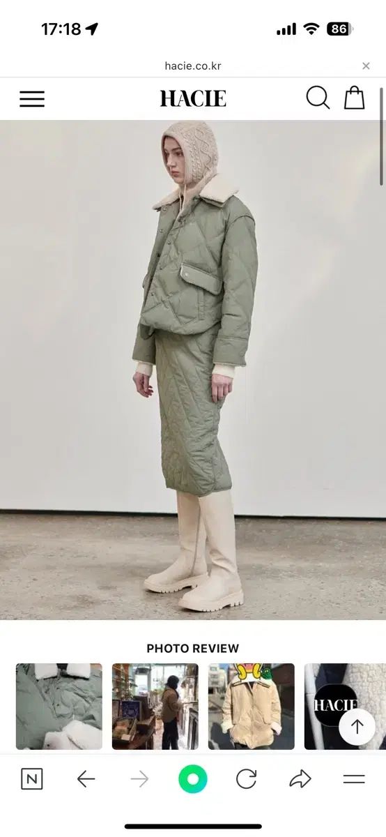 ハシエシャーリングディテールグースダウンジャケット ベージュ