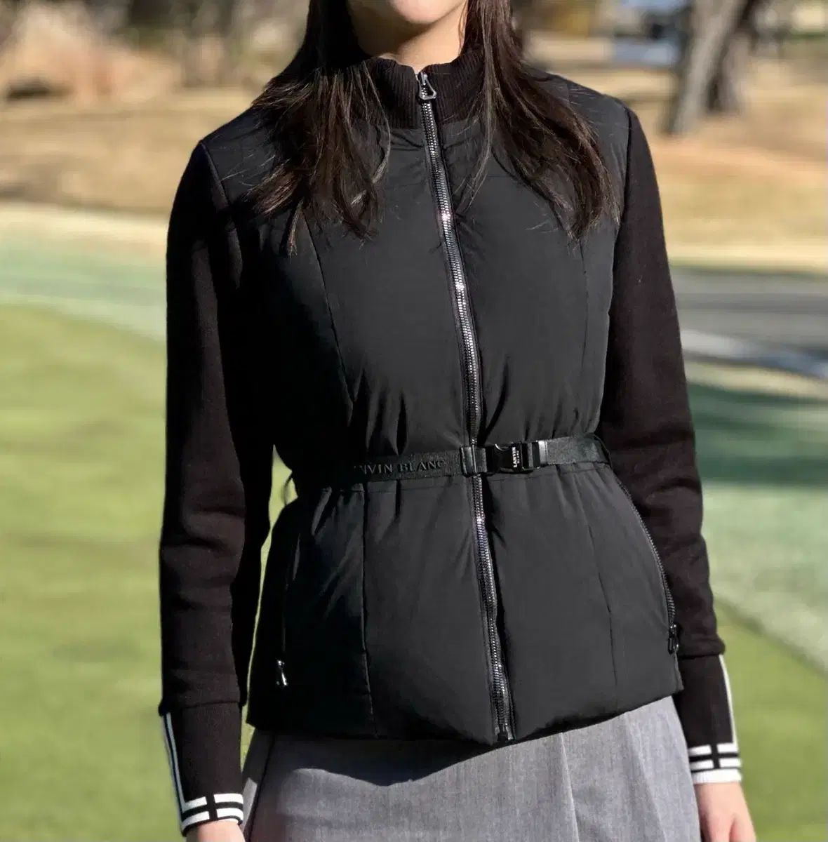 LANVINブラン テクスチャーブロック ベルト付き ダウン アウター