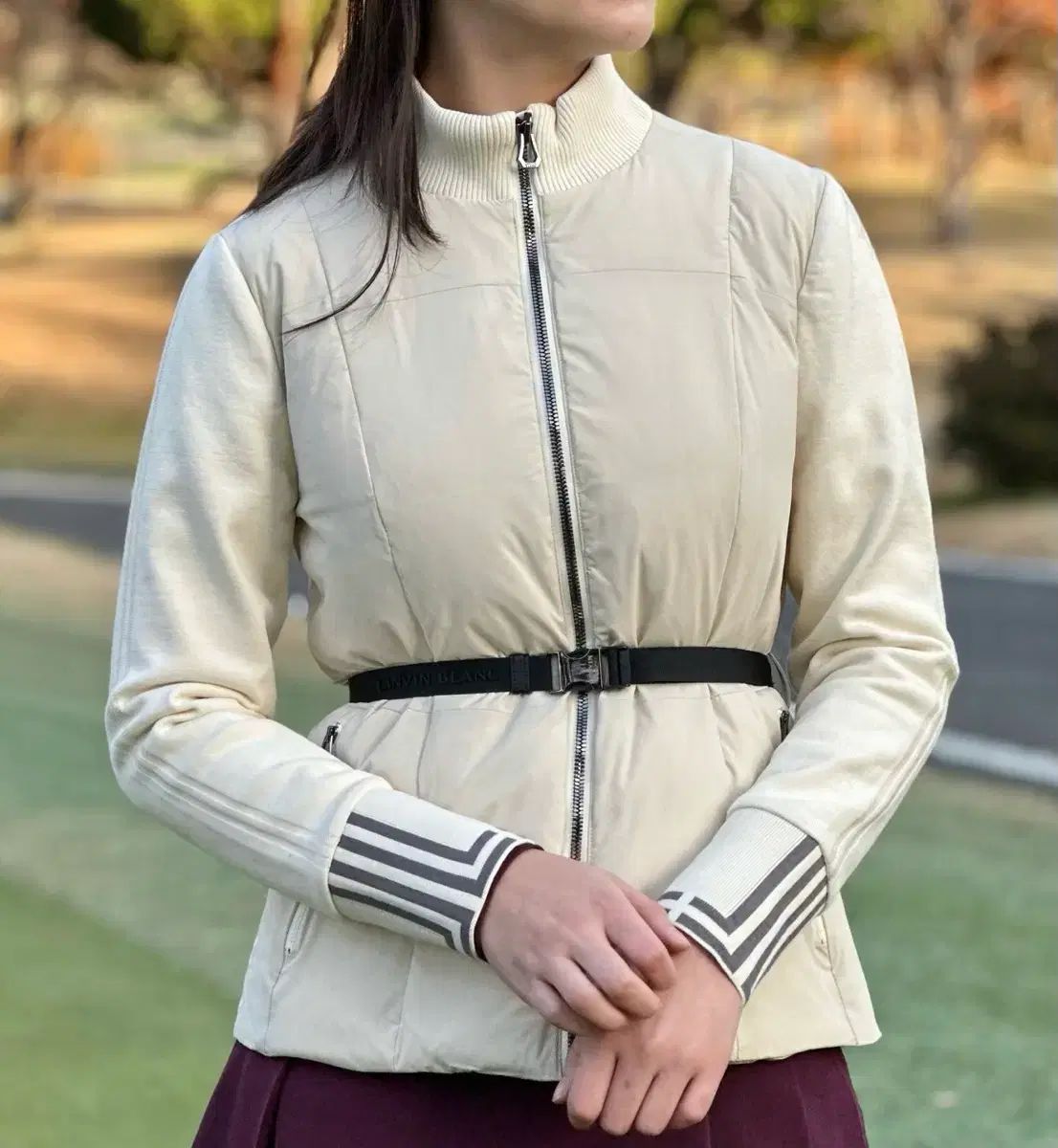 LANVINブラン テクスチャーブロック ベルト付き ダウン アウター