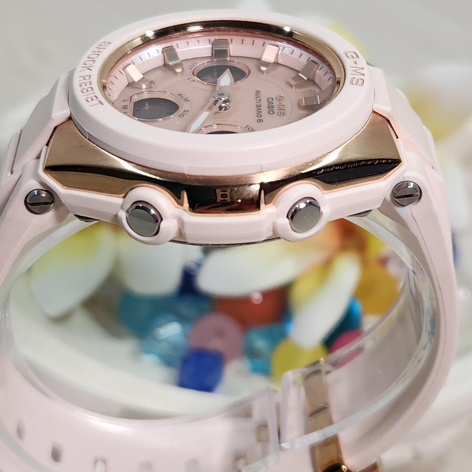  カシオ ベビーg CASIO BABY-G MSG-W 100 G 電波ソーラー レディース 腕時計 ホワイト ゴールド ピンク 腕時計(クォーツ) 腕時計(アナログ)