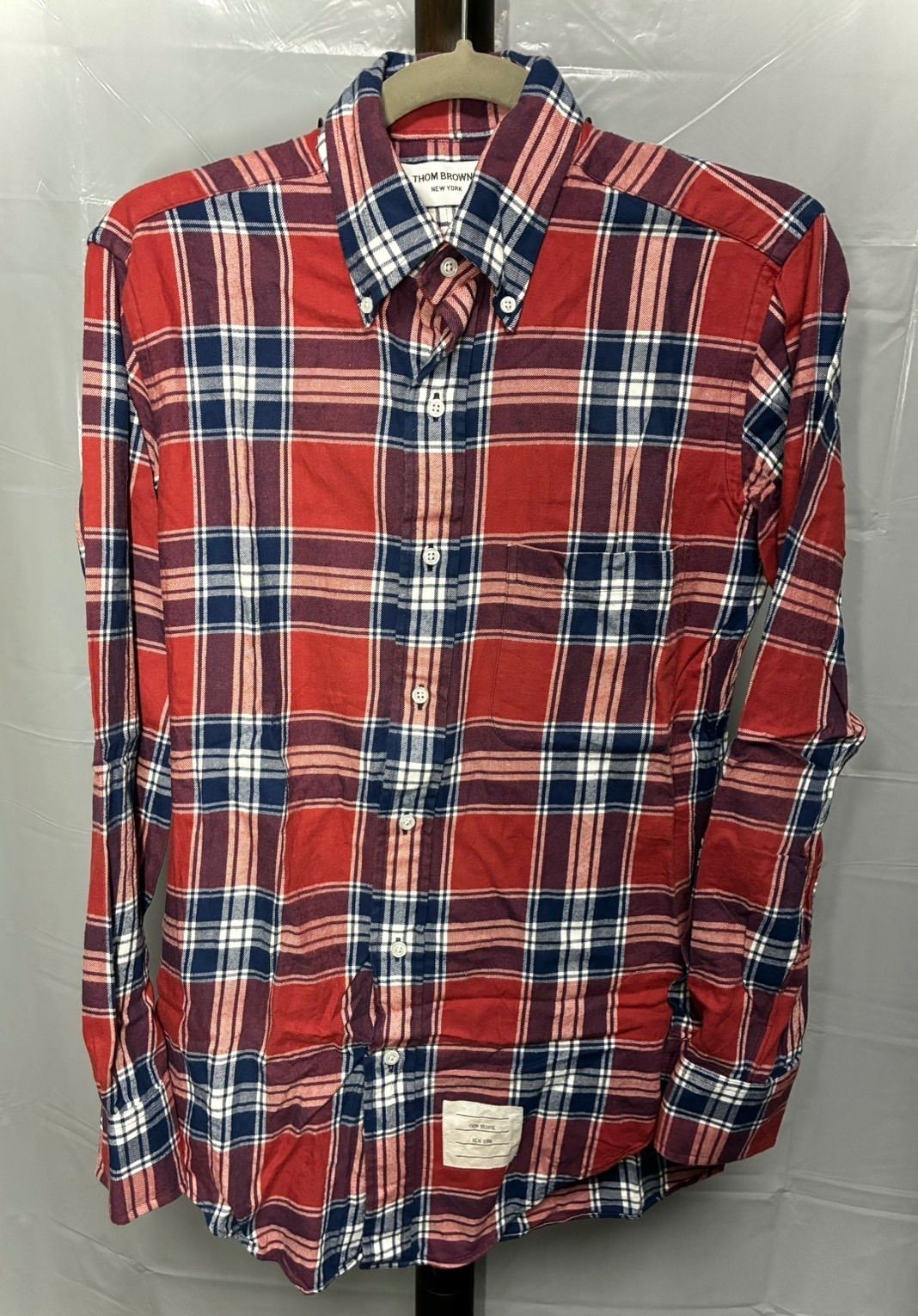 THOM BROWNE/トムブラウン/長袖シャツ/チェック/レッド/メンズ