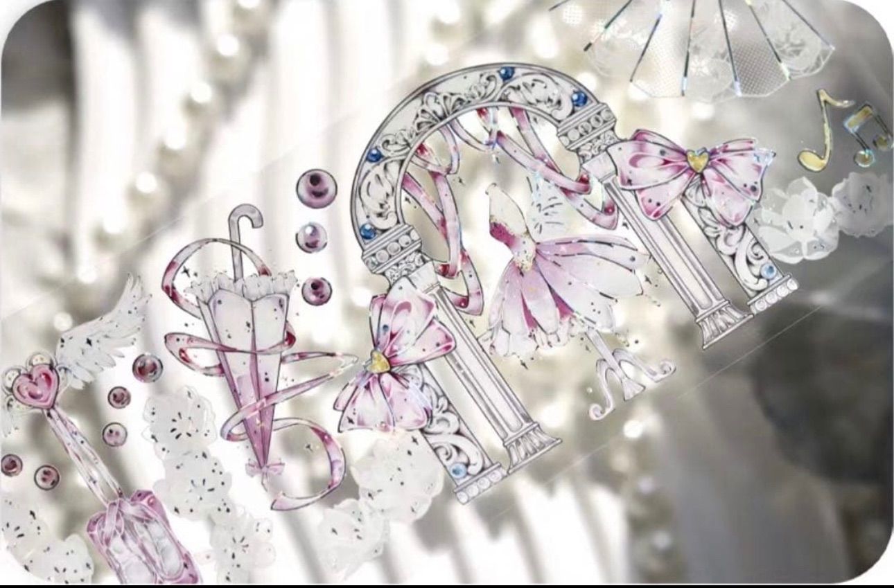 504 贝壳光 6cm×3m 蝴蝶花夏 海外マスキングテープ 海外マステ