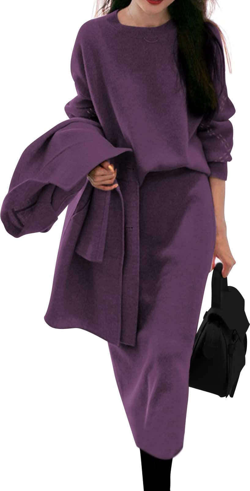 在庫 ニーマンバイ セットアップ 秋 冬 レディース ニット スカート 2点セット 大人 きれいめ S～L N 02