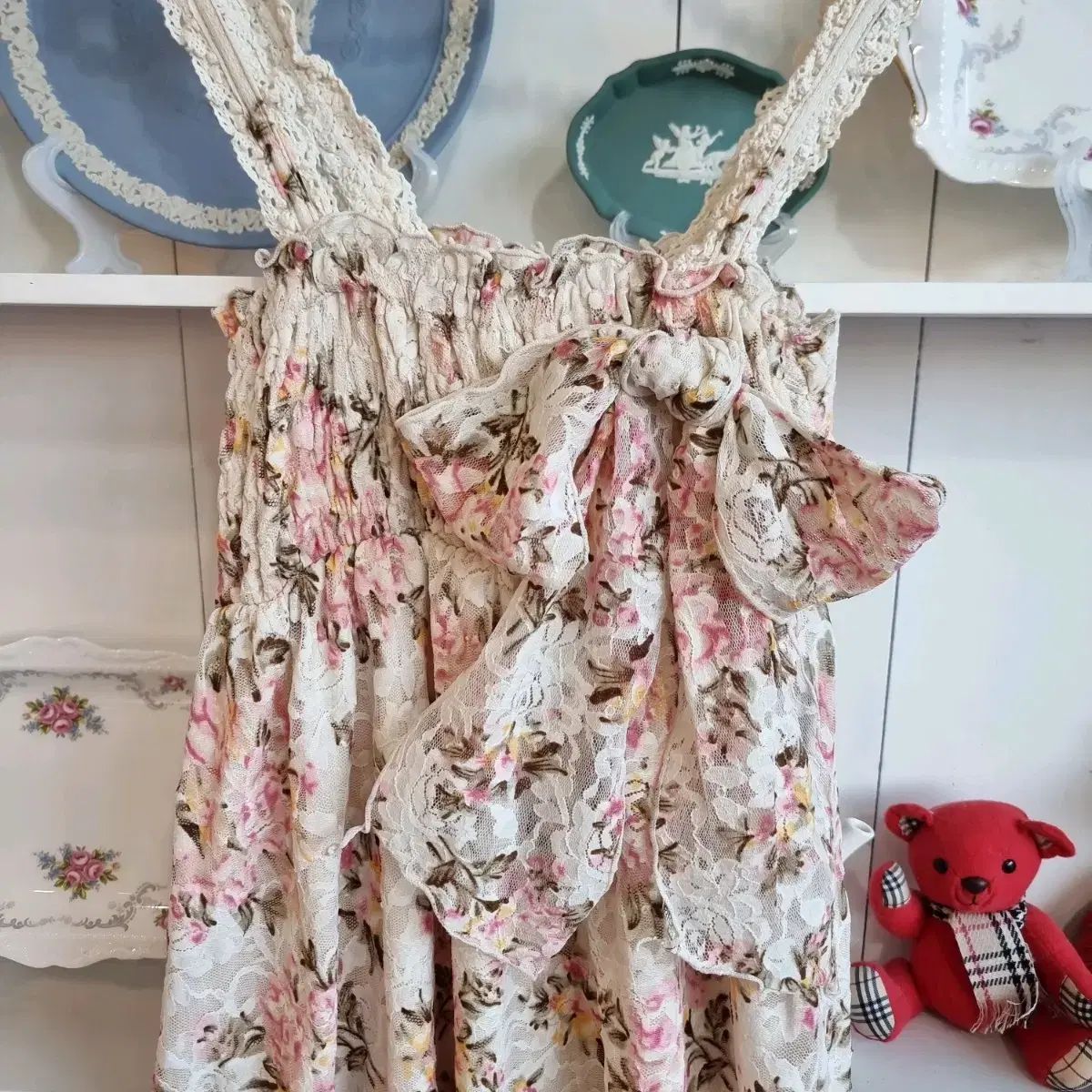  リズリサ LIZLISA フローラル レース ワンピース 長袖 七分袖 ミニワンピース