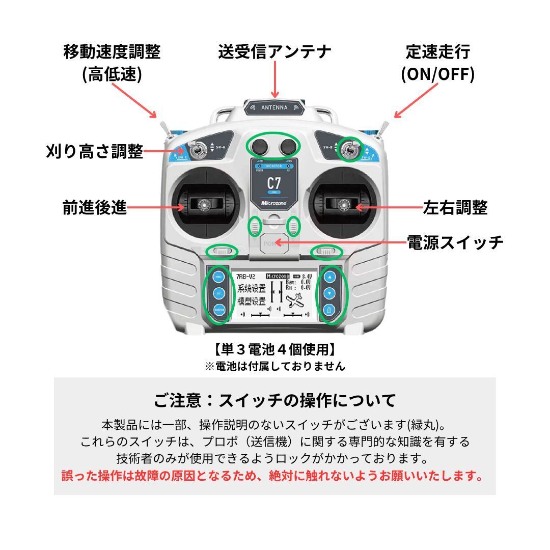 ラジコン草刈機 自走（赤）ガソリン＆電気 最大勾配45° 遠隔操作可