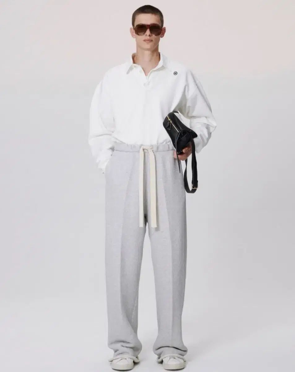 レクト ロゴ 刺繍 コットン ジャージ ワイド スウェットパンツ L