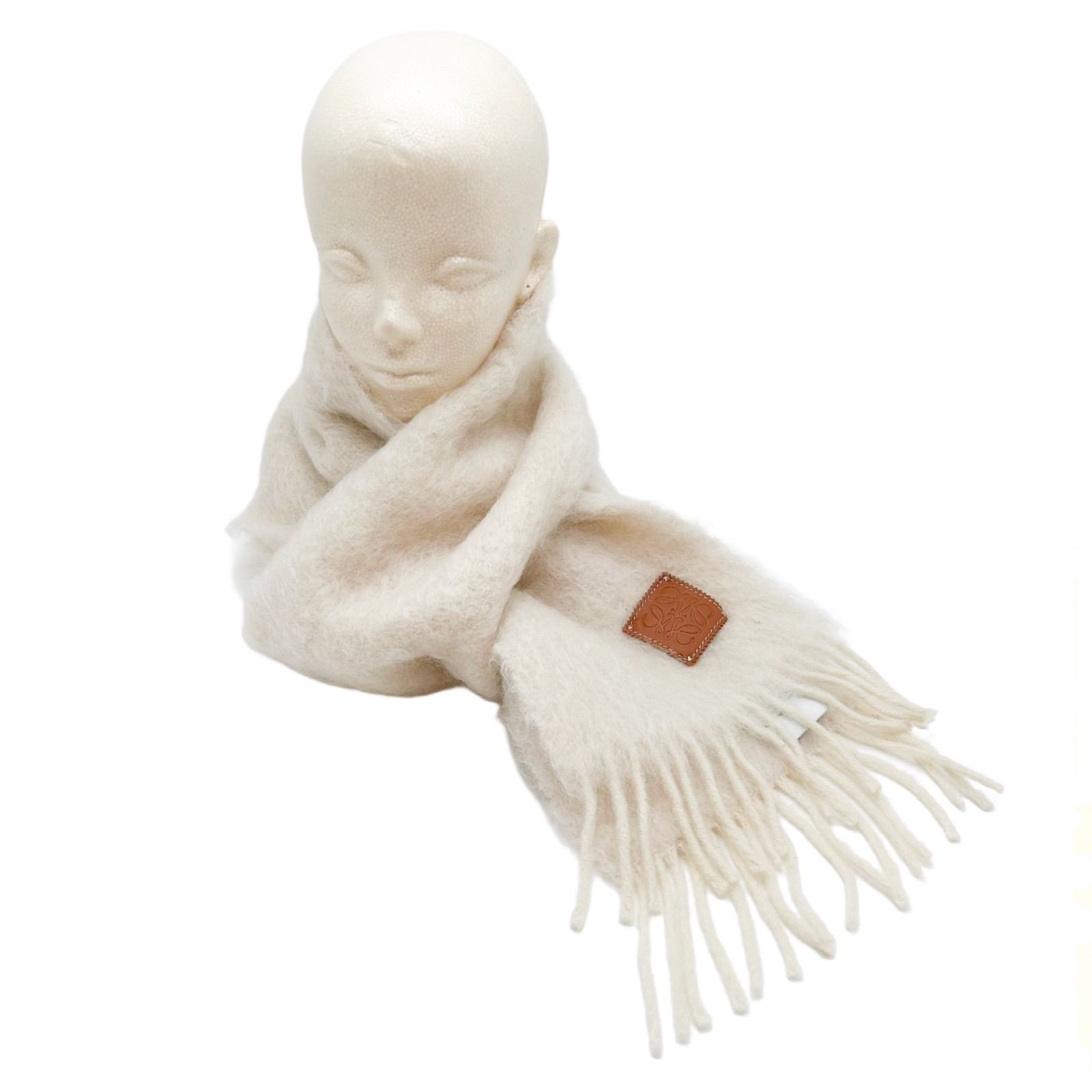 LOEWE ロエベ アナグラム マフラー モヘア アイボリー ウール