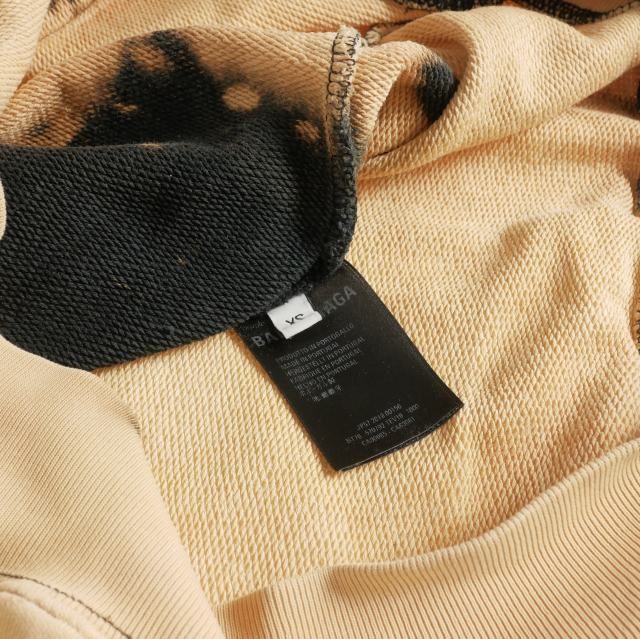 バレンシアガ BALENCIAGA BBロゴ ブリーチ加工 プルオーバーパーカー