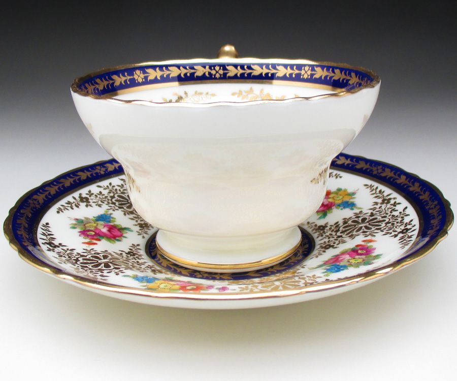 コウルドン 藍縁金彩花絵