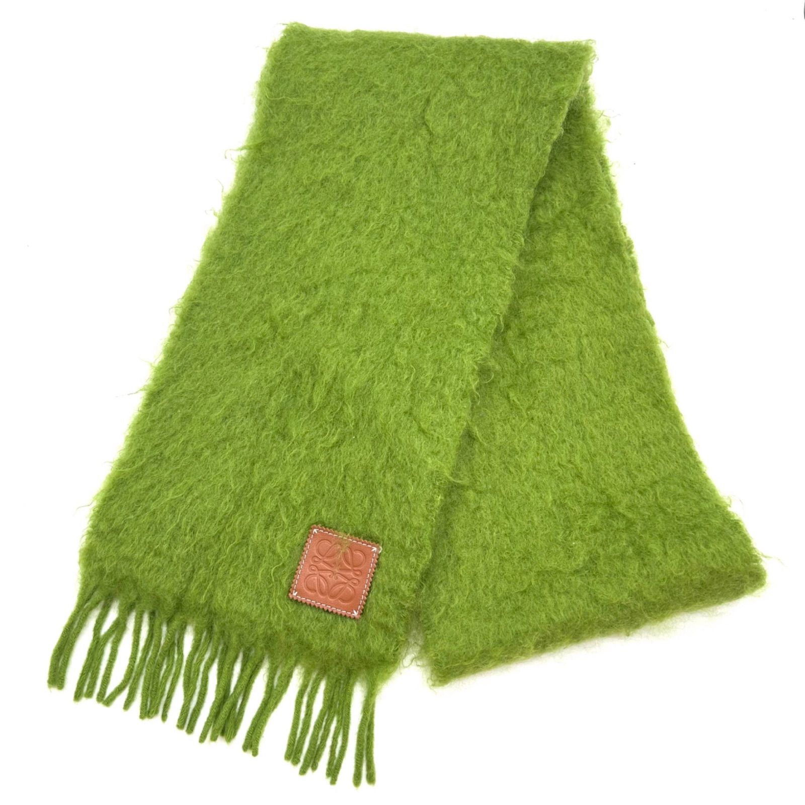 LOEWE ロエベ アナグラム マフラー モヘア ウール グリーン レディース