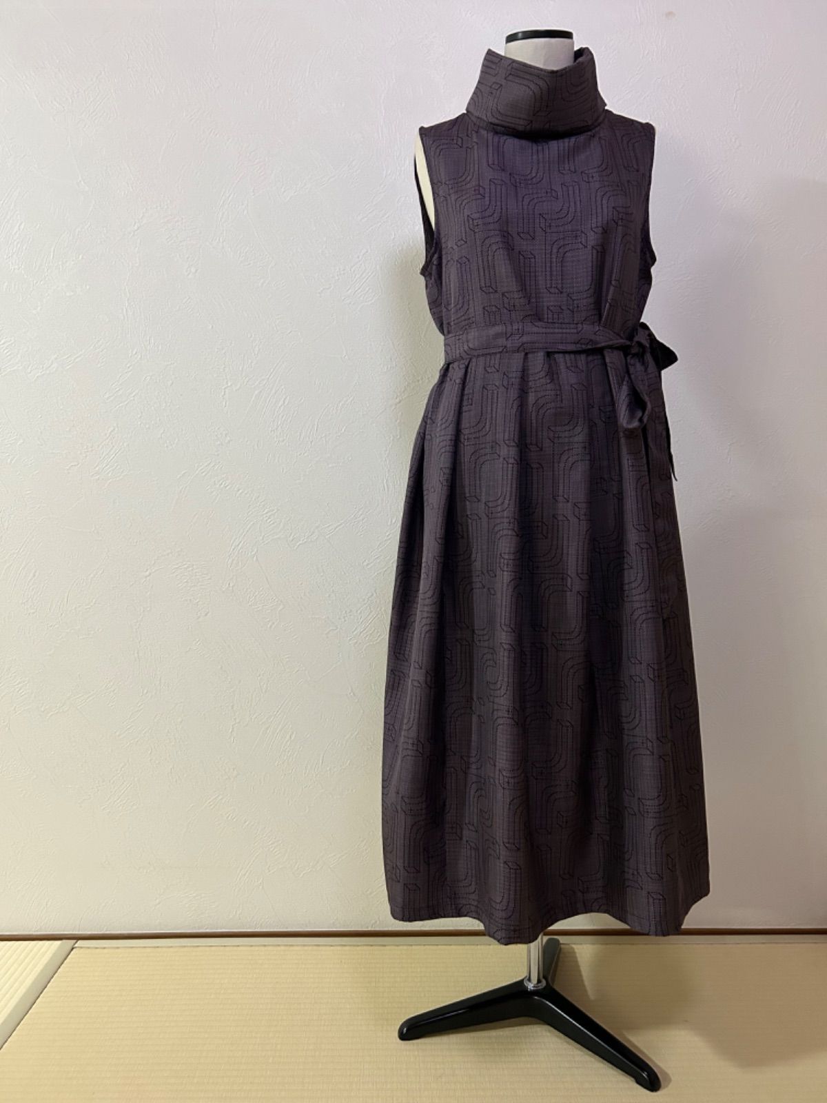 大島 着物リメイク 切り替え ワンピース x ゆったり リラックス チュニック