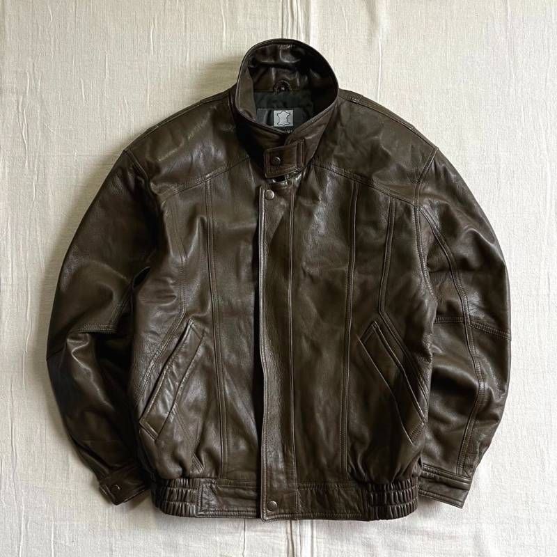 90s vintage ヴィンテージ古着 リアルブラウンレザー 本革 革ジャン A 