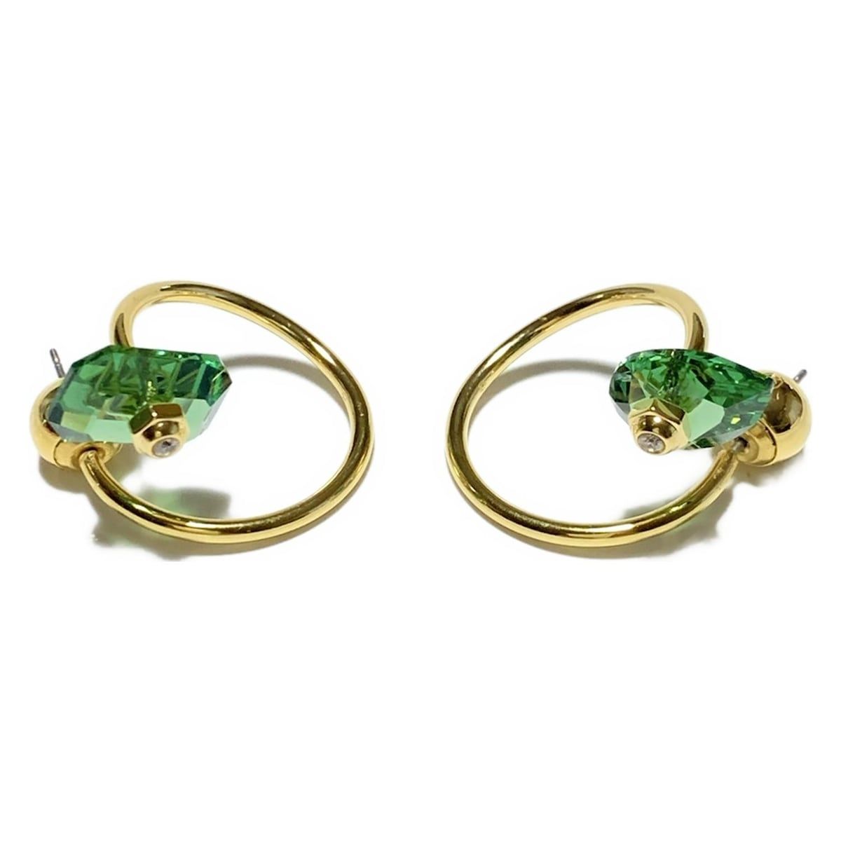 SWAROVSKI スワロフスキー ピアス - ゴールド×グリーン