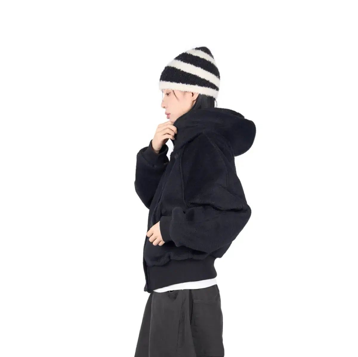 REETKEEM ブークレ フードブルゾン ブラック