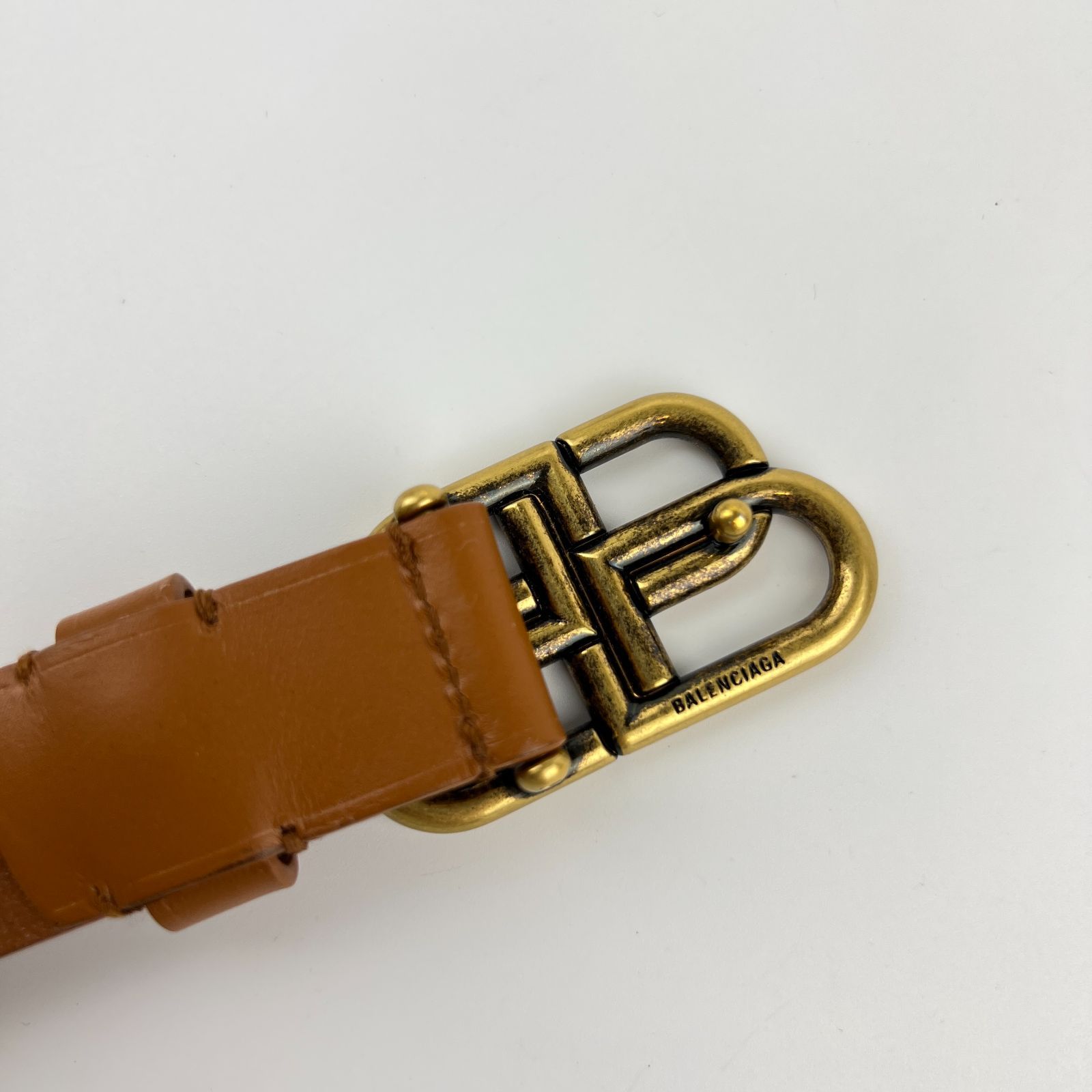 中古】BALENCIAGA バレンシアガ ベルト ブラウン レザー ヴィンテージ