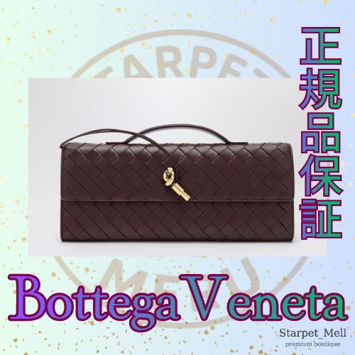 Bottega Veneta ダークバローロのハンドル付きアンディアモクラッチバ ッグ