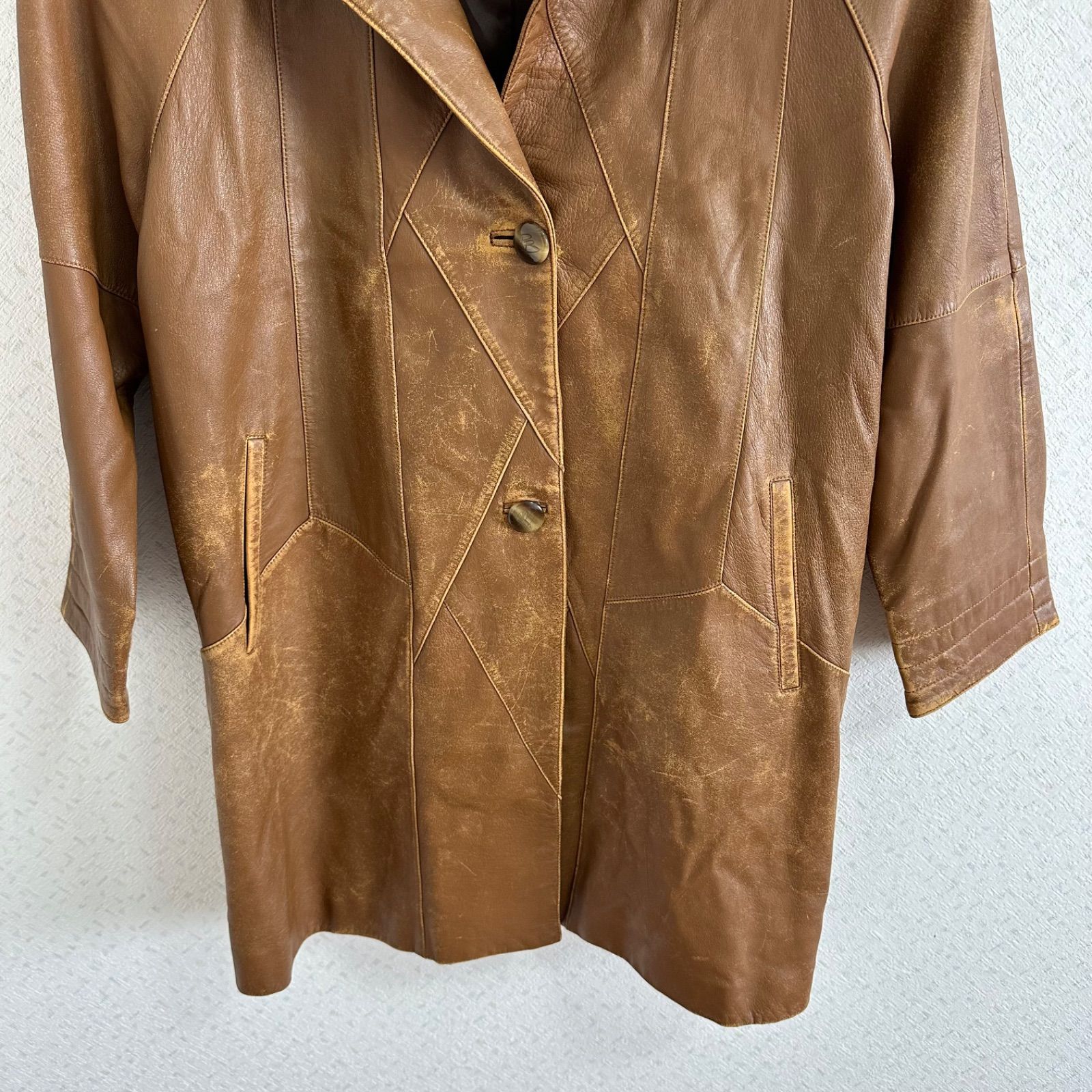 BALMAIN　バルマン　レザーコート　ファーコート　ブラウン　羊革　本革　茶 バルマン 羊革 2way レザーコート 毛皮 フォックス ラム フードファー