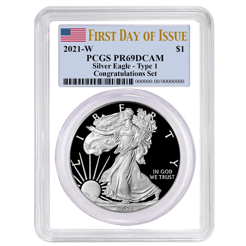 2021-W Proof $1 Type 1 American Silver Eagle Congratulations Set