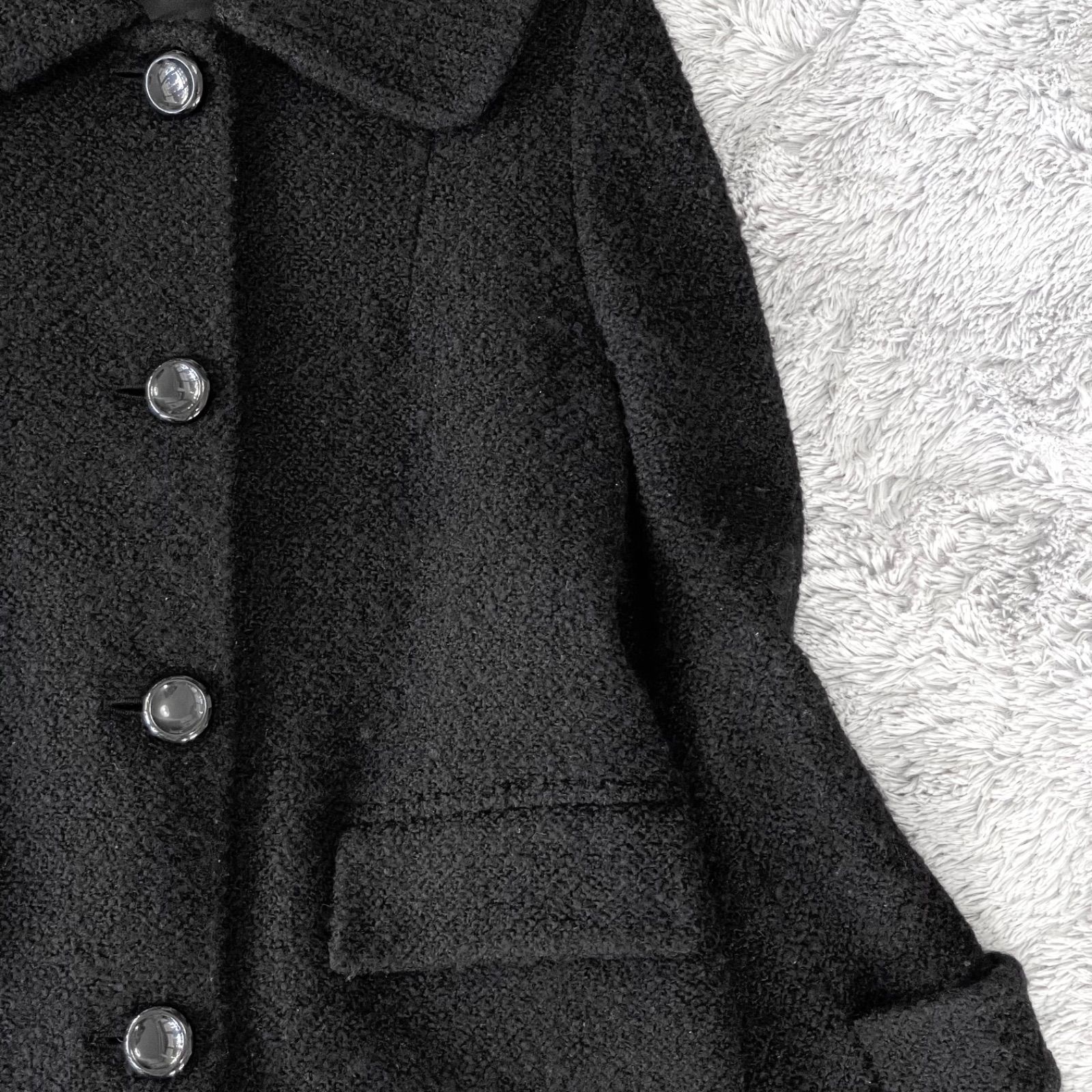 MaxMara マックスマーラ 白タグ ロングコート ウール ツイード 無地 美