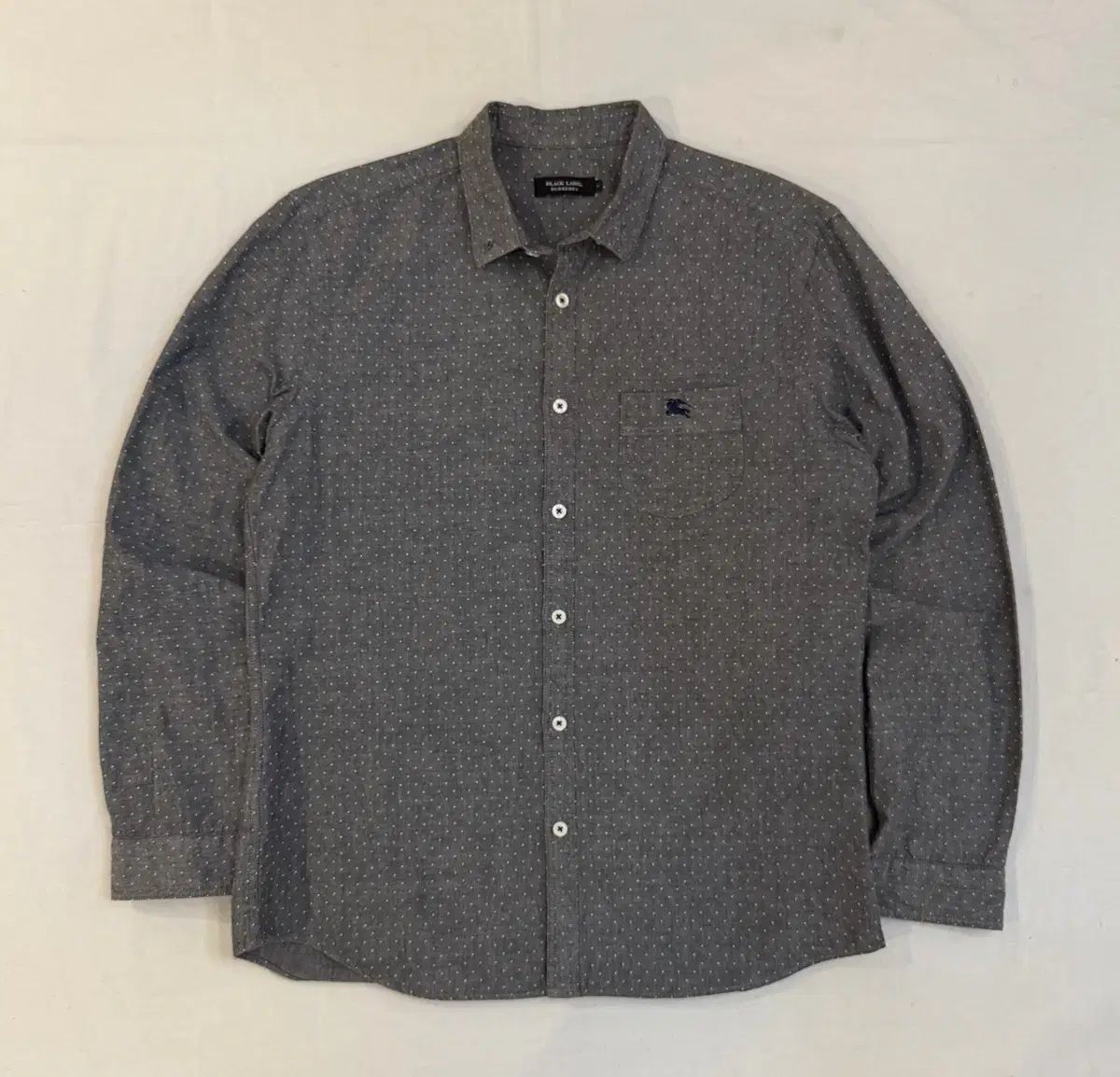 バーバリー ポルカドット ドット 麻 シャツ ロゴ グレー