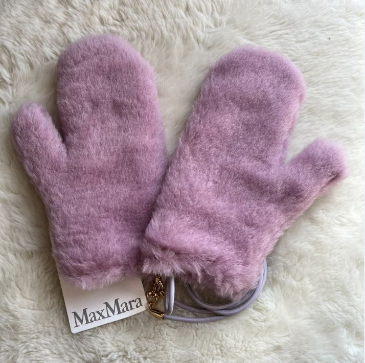 新品未使用 MaxMara マックスマーラ パープル ミトン ストラップ付 ML