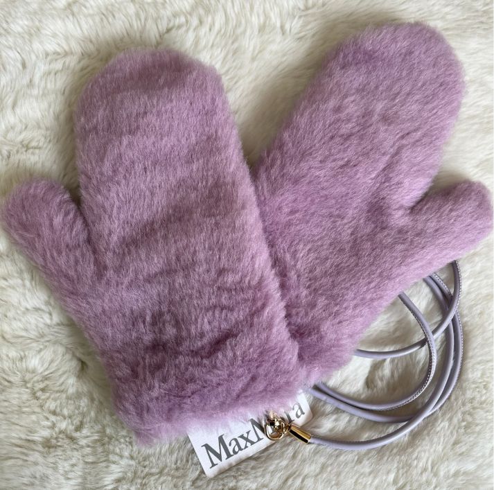 新品未使用 MaxMara マックスマーラ パープル ミトン ストラップ付 ML