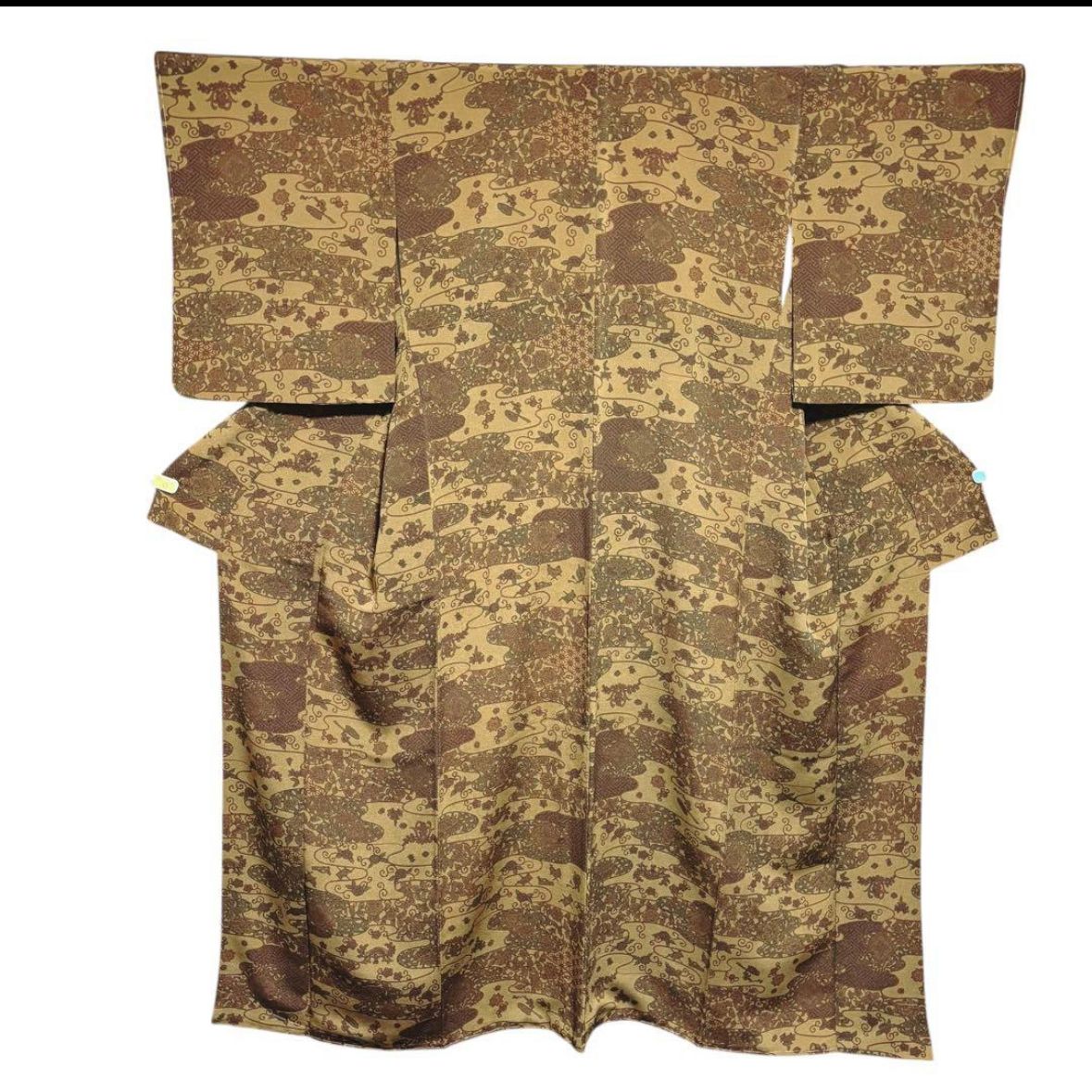 新品 美品 袷 正絹 伊勢型小紋 江戸更紗縮緬 フルセット 4点 塩瀬
