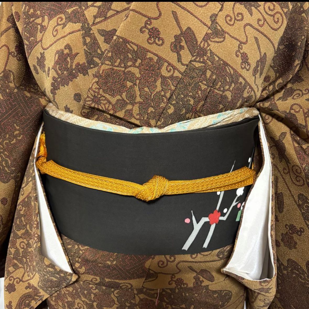 新品 美品 袷 正絹 伊勢型小紋 江戸更紗縮緬 フルセット 4点 塩瀬