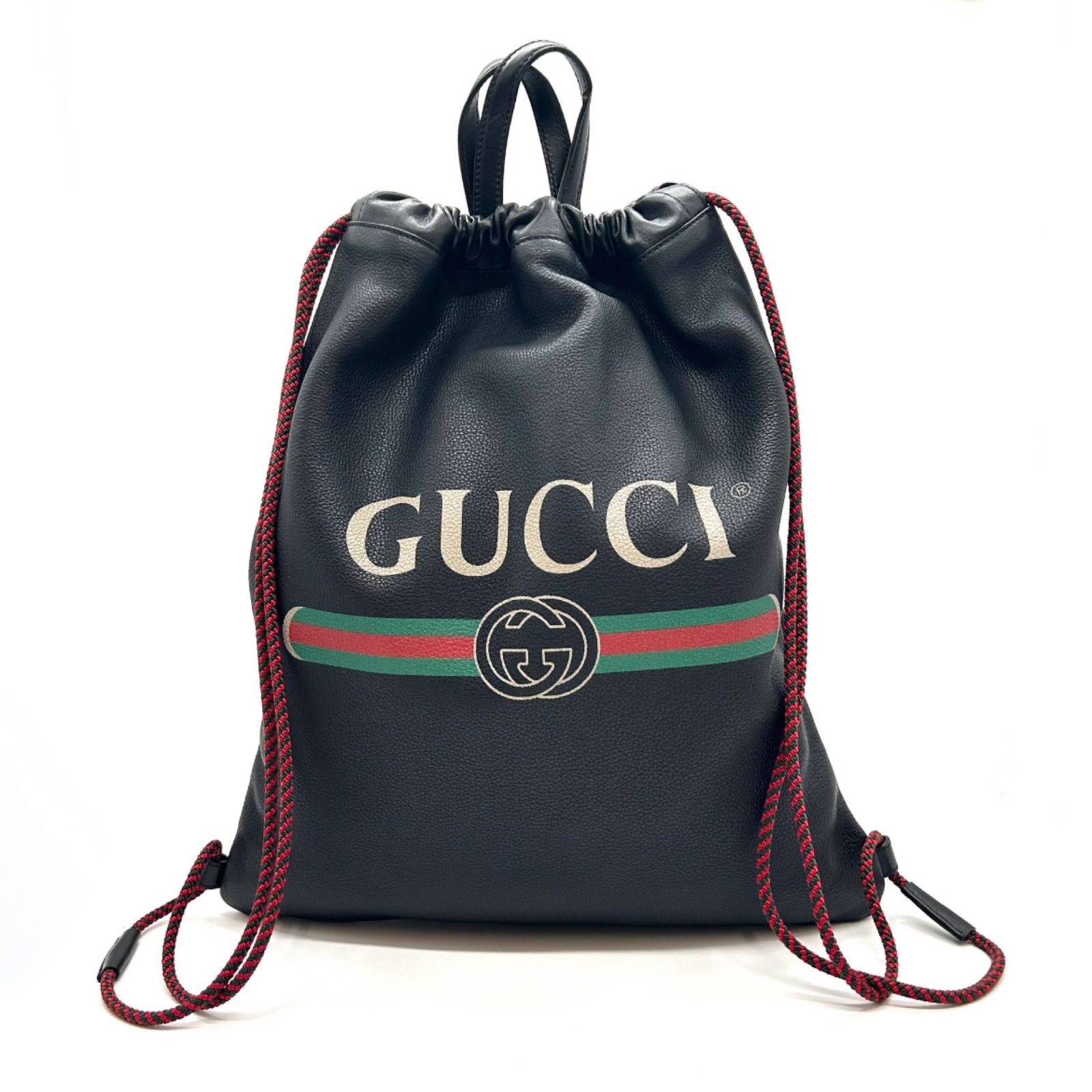 GUCCI グッチ ドローストリング バックパック ロゴプリント 516639 ブラック リュック レディース メンズ