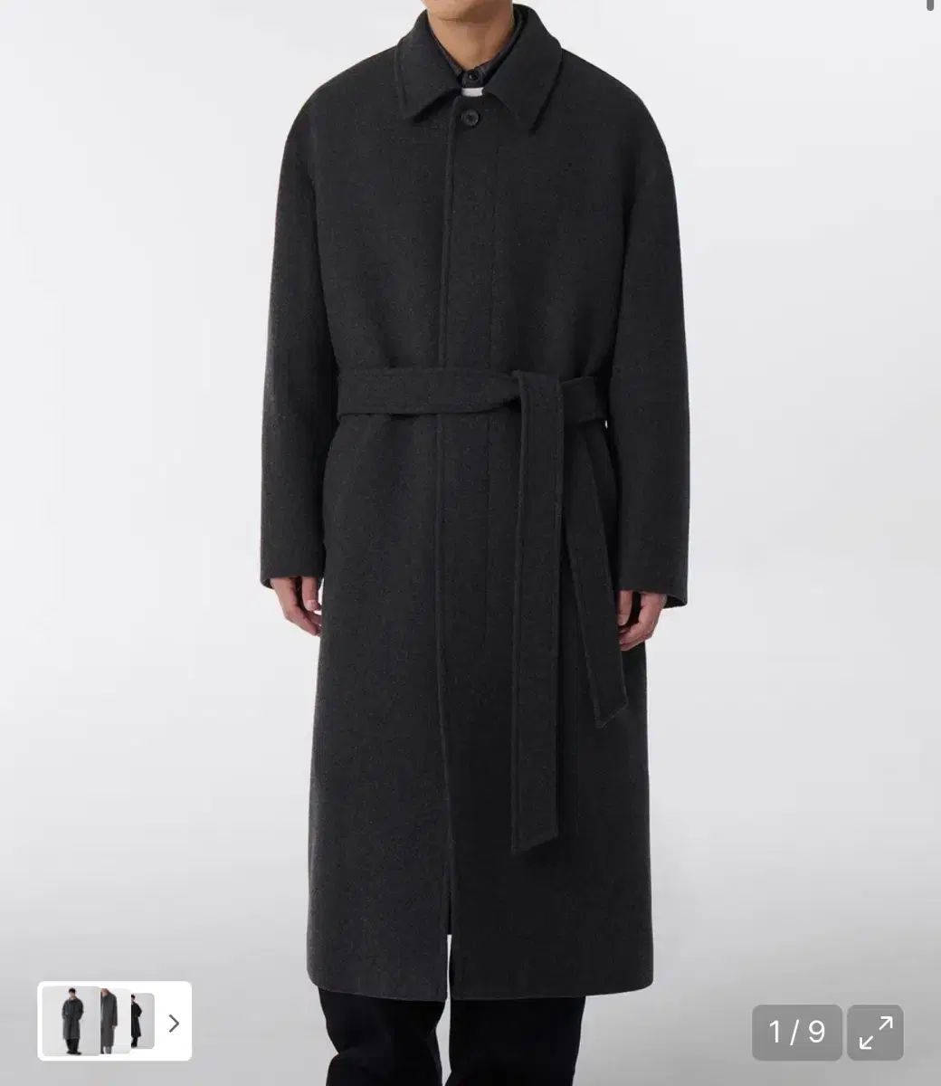 ムシンサ ウール ブレンド マキシ バルマカーン ローブ コート チャコール グレー