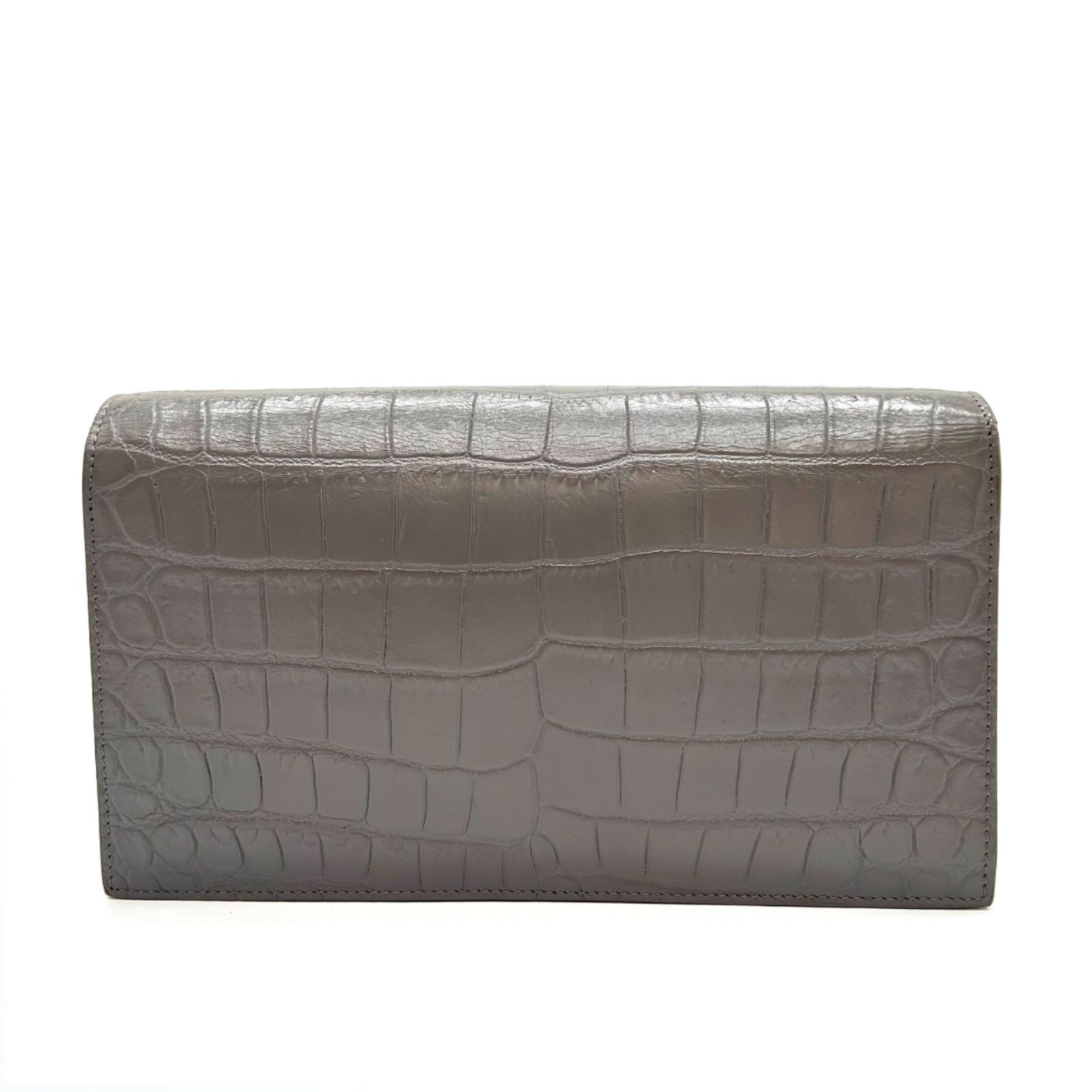 SAINT LAURENT サンローラン クラッチバッグ クロコ型押し グレー 400409 レディース