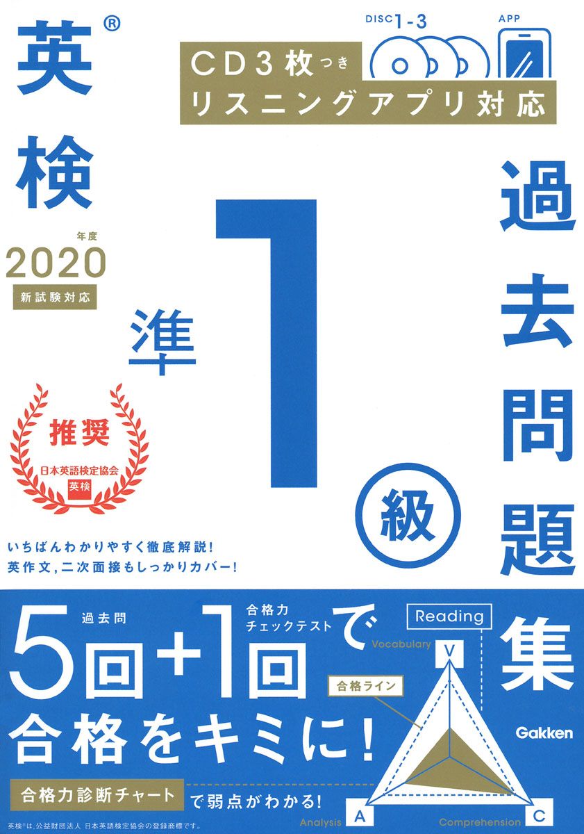 英検準1級過去問題集 CD3枚つき リスニングアプリ 対応 2020