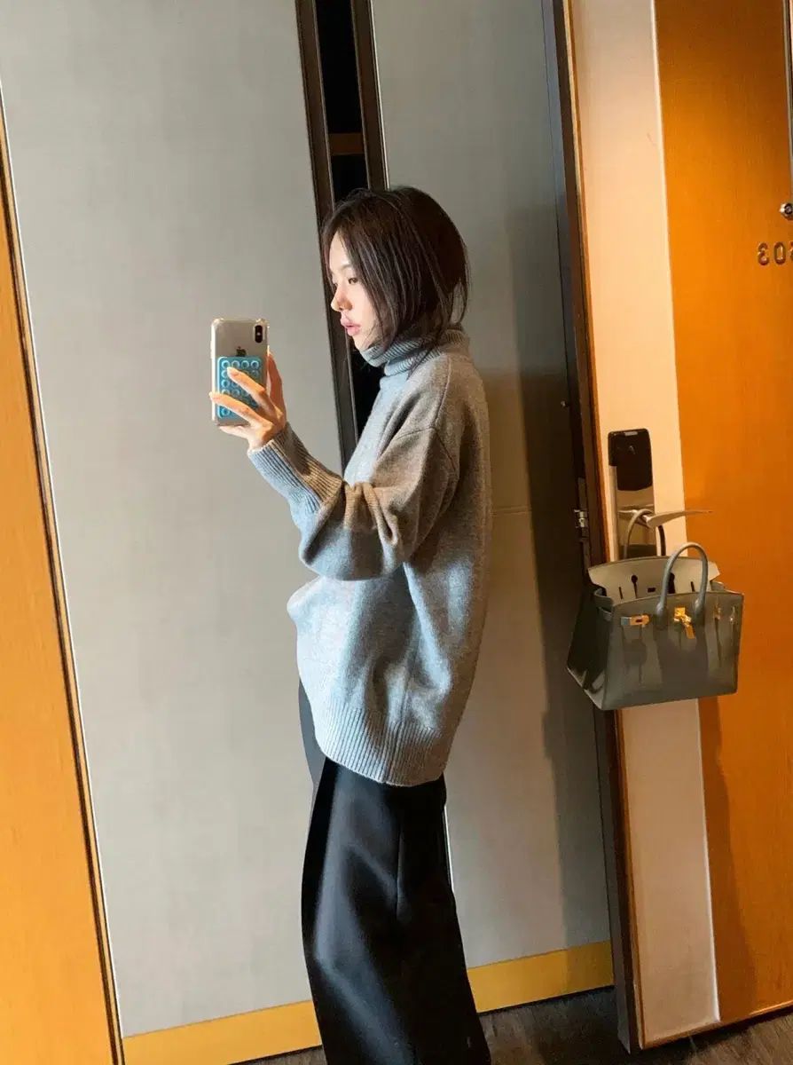 フレッシュレーベル-ベリテ タートルネック ニット グレー