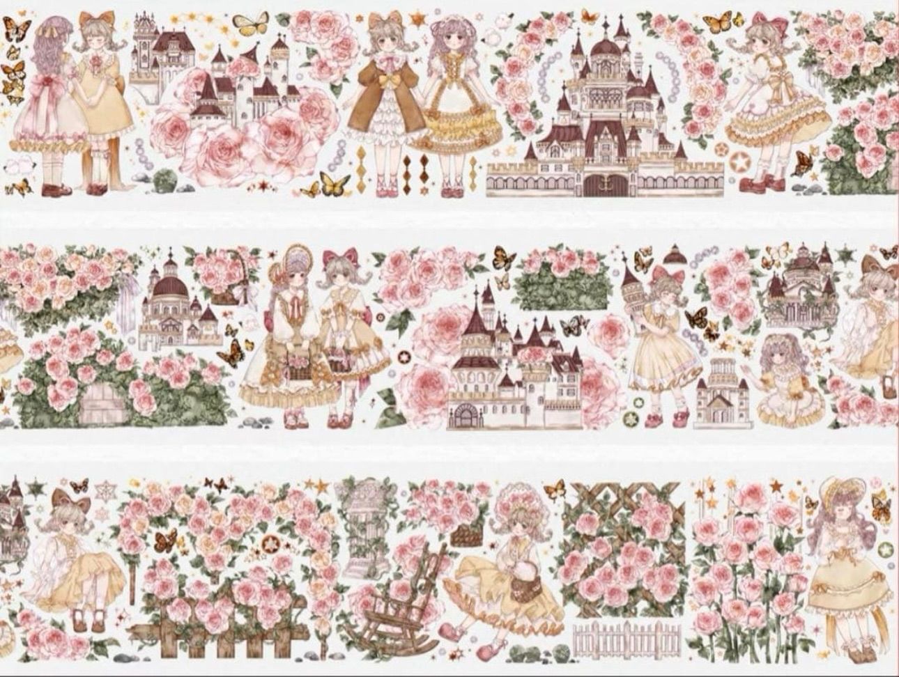 PET 8cm×9m 玫瑰庄园物语 半端巻き 海外マスキングテープ 海外マステ