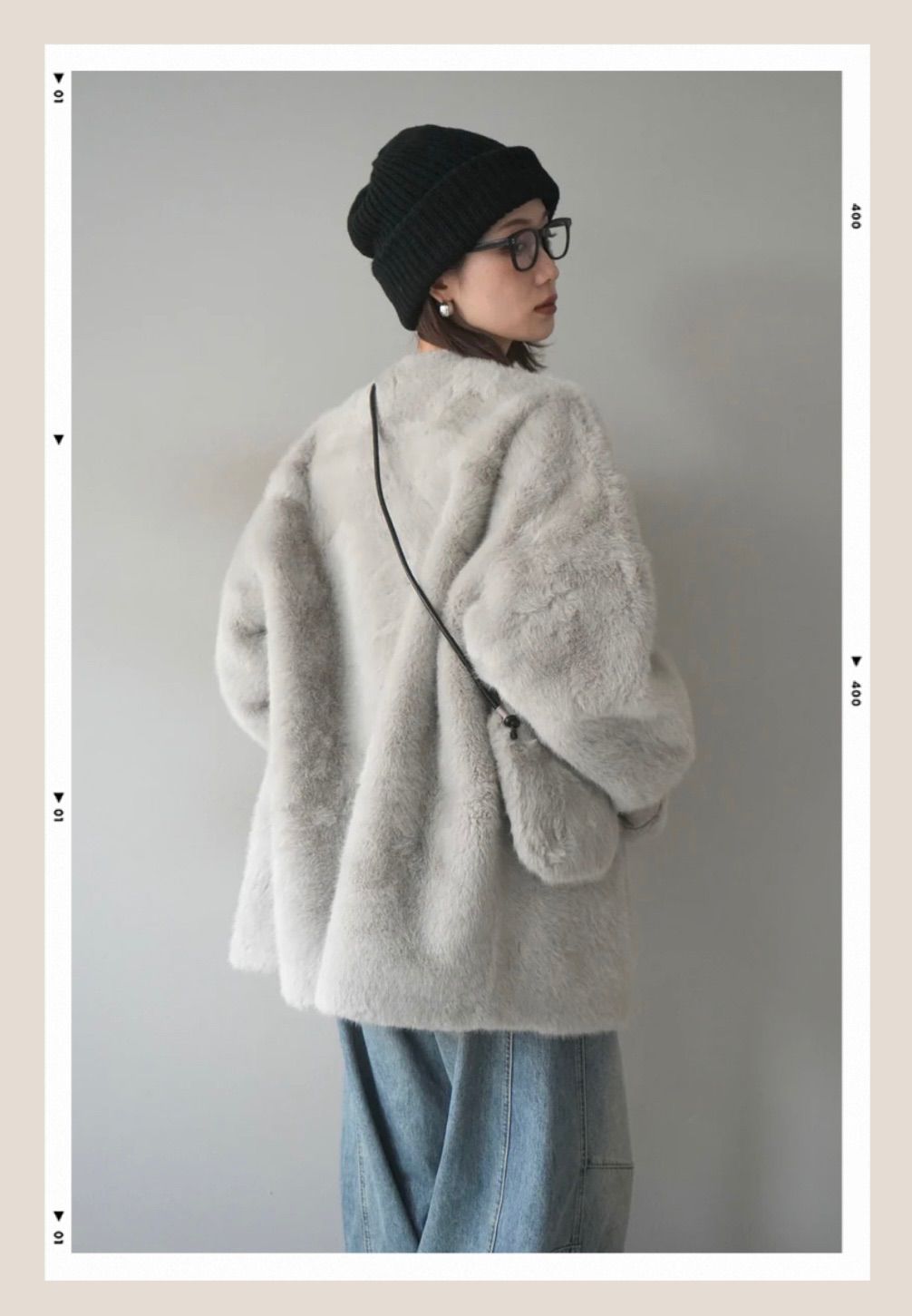 バッグ付エコファーノー コートグレー lumier リュミエ