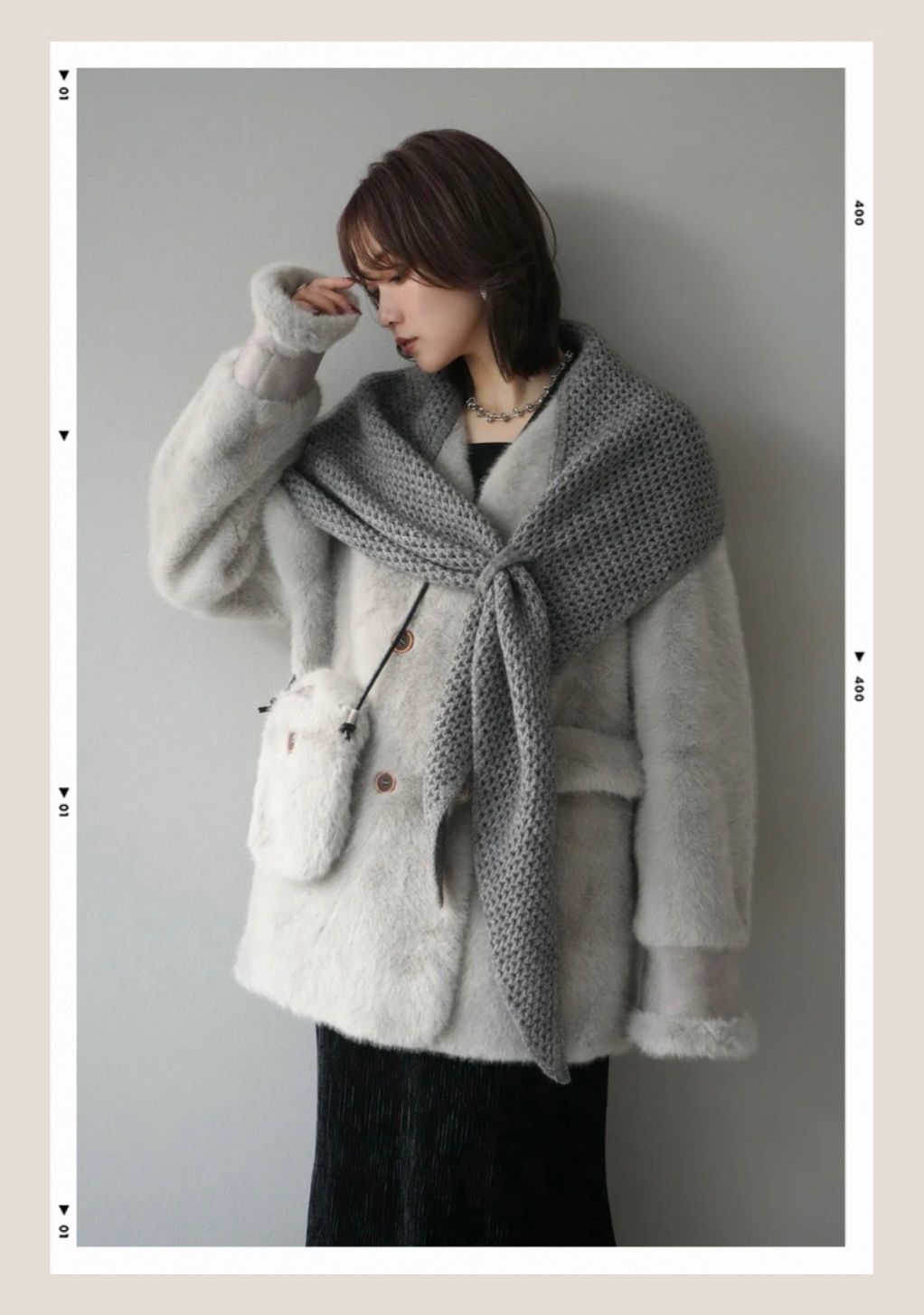 バッグ付エコファーノーカラーコート　グレー　lumier 予約]バッグ付エコファーノーカラーコート/beige – Lumier