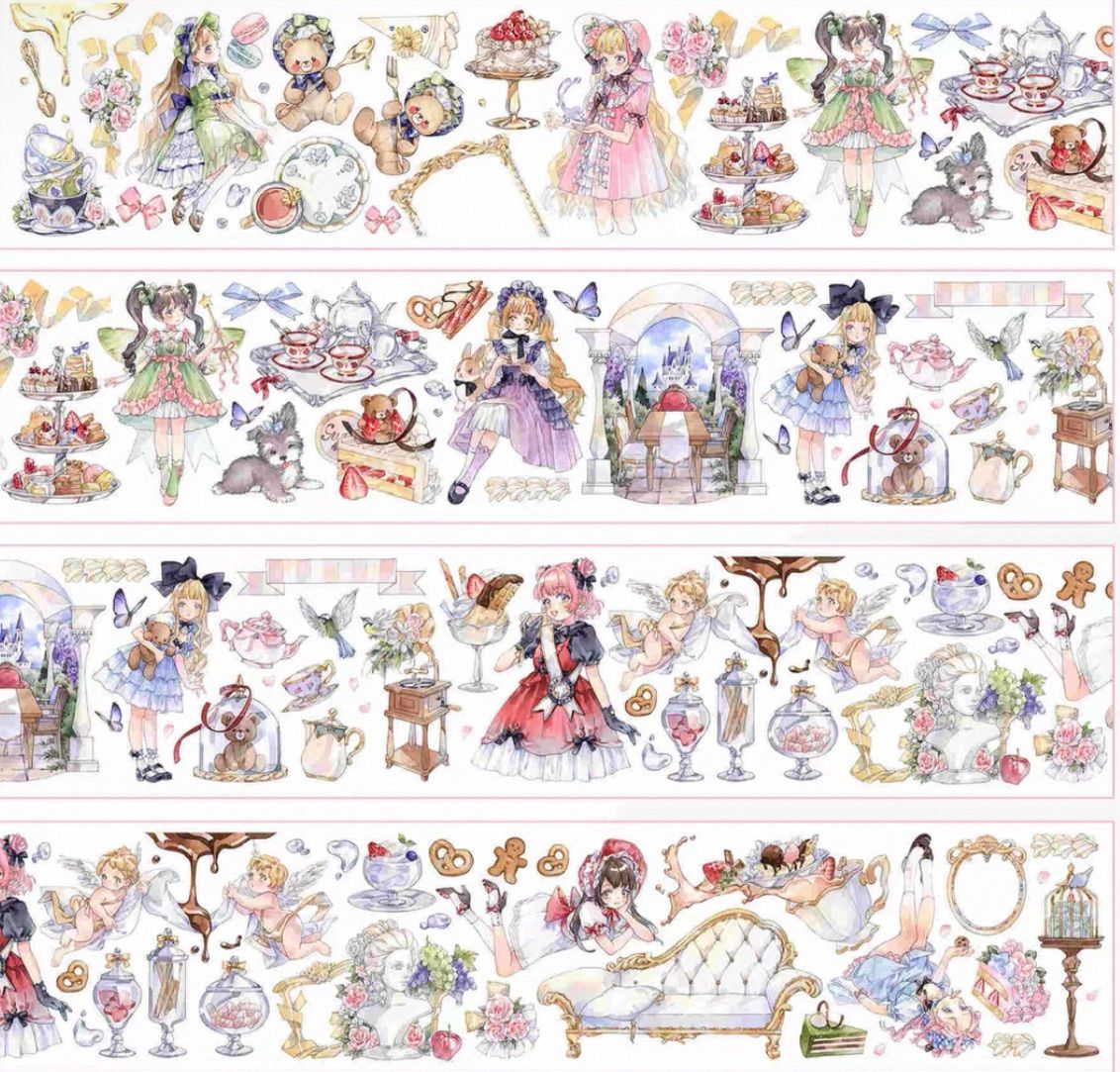 559 虹光 8cm×6m 砂糖物語 半端巻き 海外マスキングテープ 海外マステ