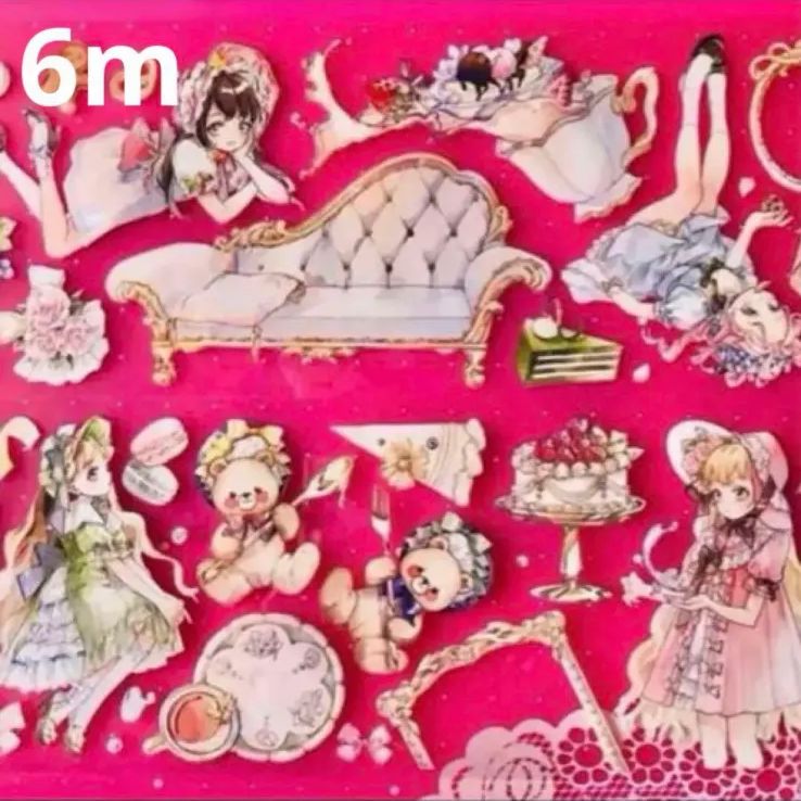 559 虹光 8cm×6m 砂糖物語 半端巻き 海外マスキングテープ 海外マステ